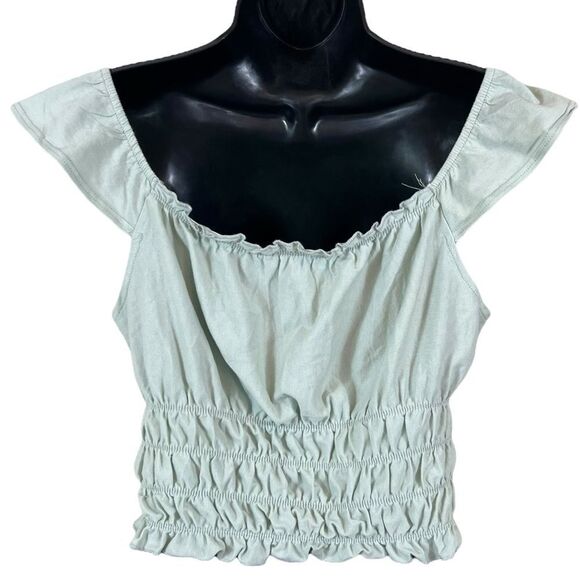 ASOS Miss Selfridges Mint Green Ruched Crop Top - Picture 9 of 9